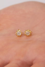 Heliophilia Silver Pendientes de Plata Esterlina 925 Dorado